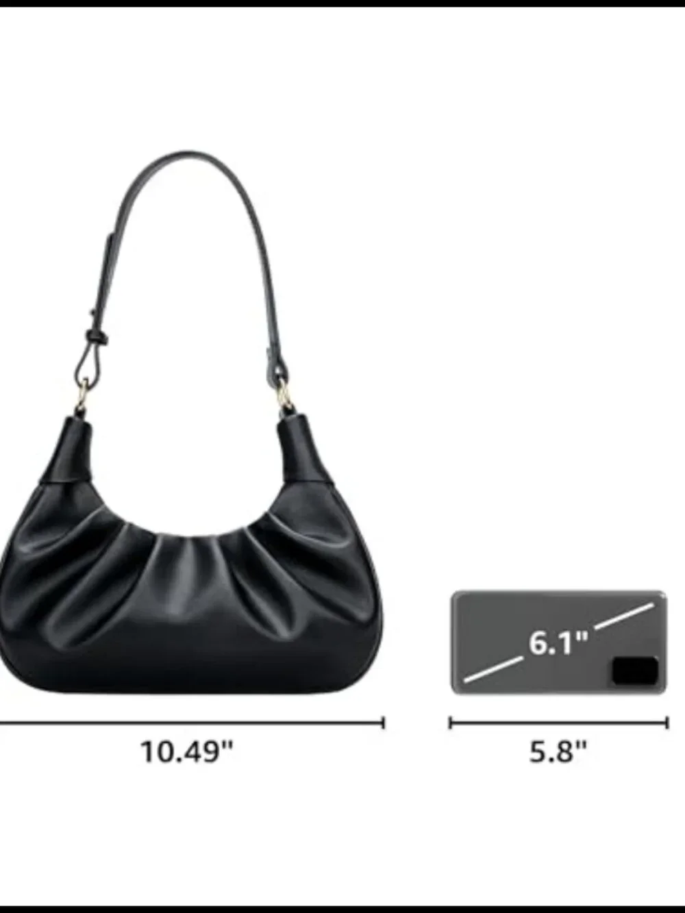 Ruched Crescent Shoulder Bag Mini Hobo Underarm Purse for Women